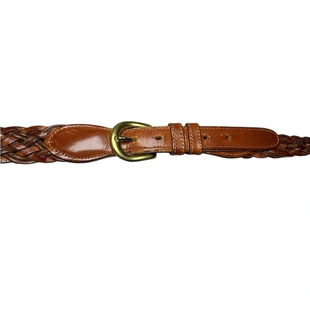Coach Braided Leather Belt in British Brown Size 41”
